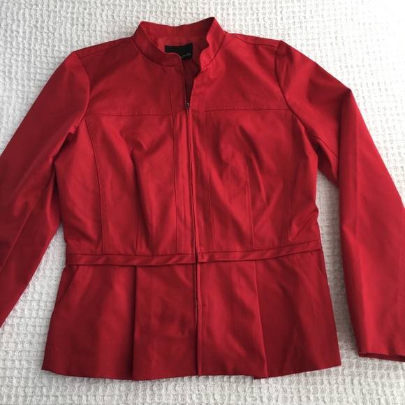 Cynthia Rowley Jackets & Blazers - Cynthia Rowley Red Peplum Pleated Hem Blazer